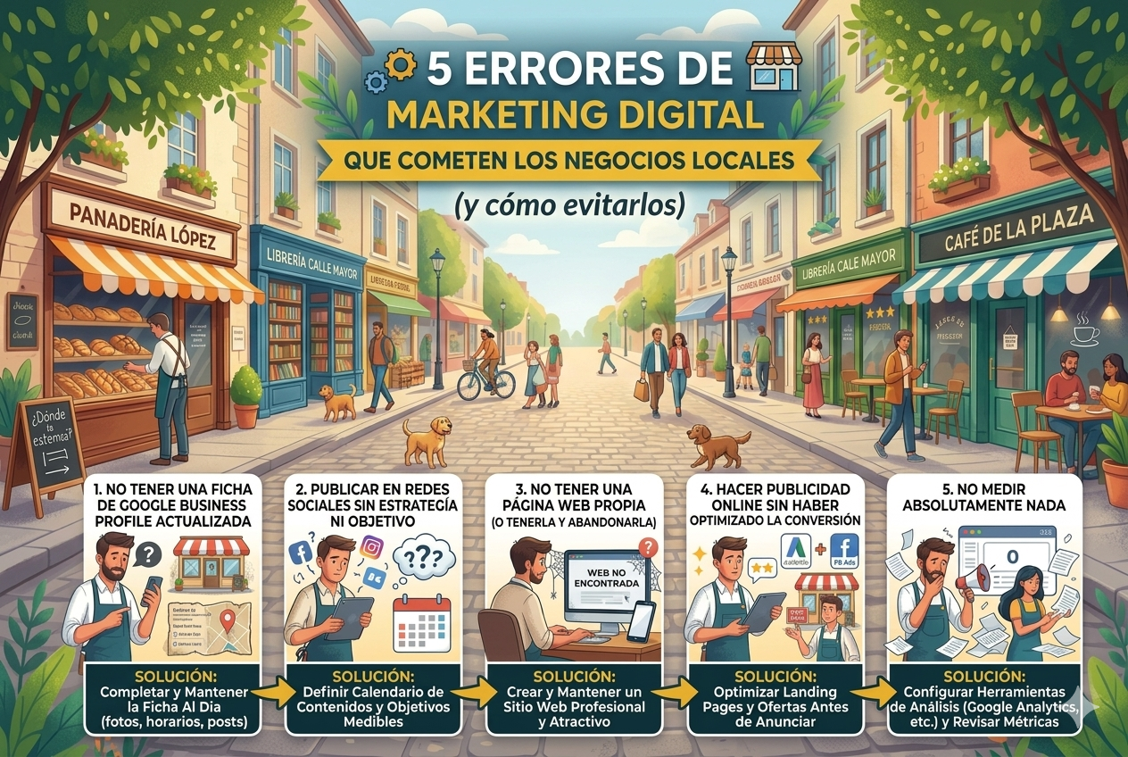 5 errores de marketing digital que cometen los negocios locales