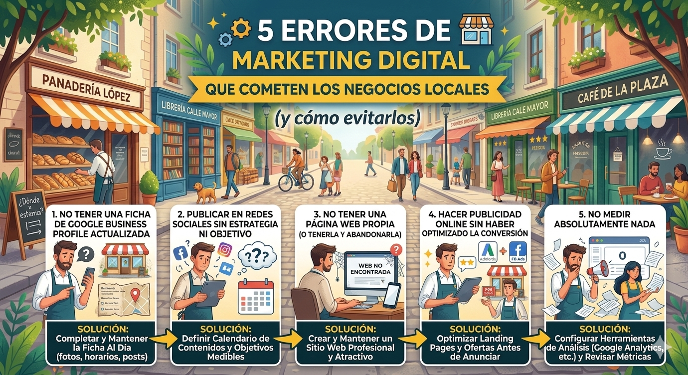5 errores de marketing digital que cometen los negocios locales